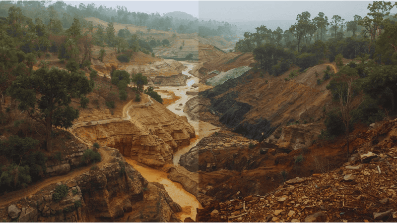 Environmental scientists conducting field research